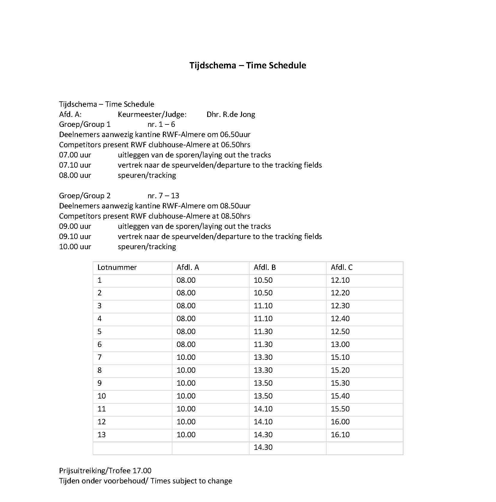 FB tijdschema